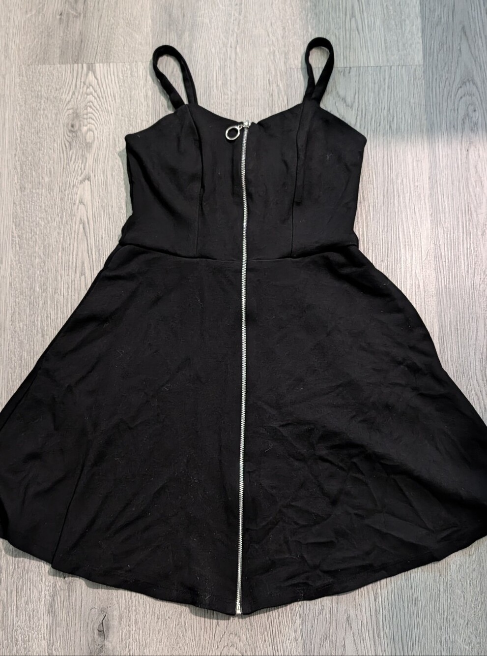 Foxblood Enid Black Zip Front Pinafore Jumper Dress Small Goth